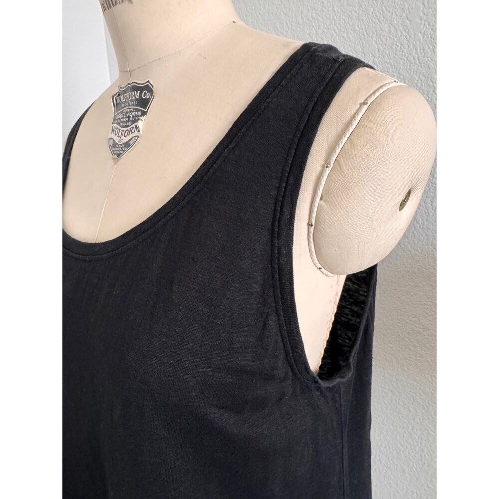 Eileen Fisher Black Organic Linen Tank Medium Minimalist Scoop Neck Layer - Picture 5 of 7